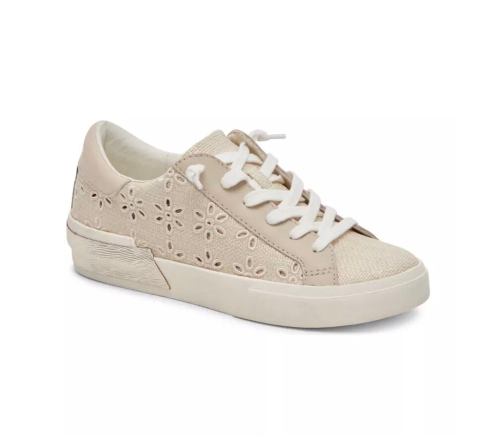 Dolce Vita Zina Sneaker Oatmeal Floral Eyelet Embroidery Women’s Size 8